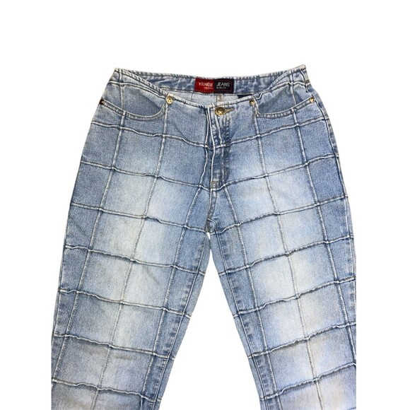 Vintage Y2K Younique Sz 3 Windowpane Exposed Seam Flare Cotton Poly Blen… - Picture 3 of 10